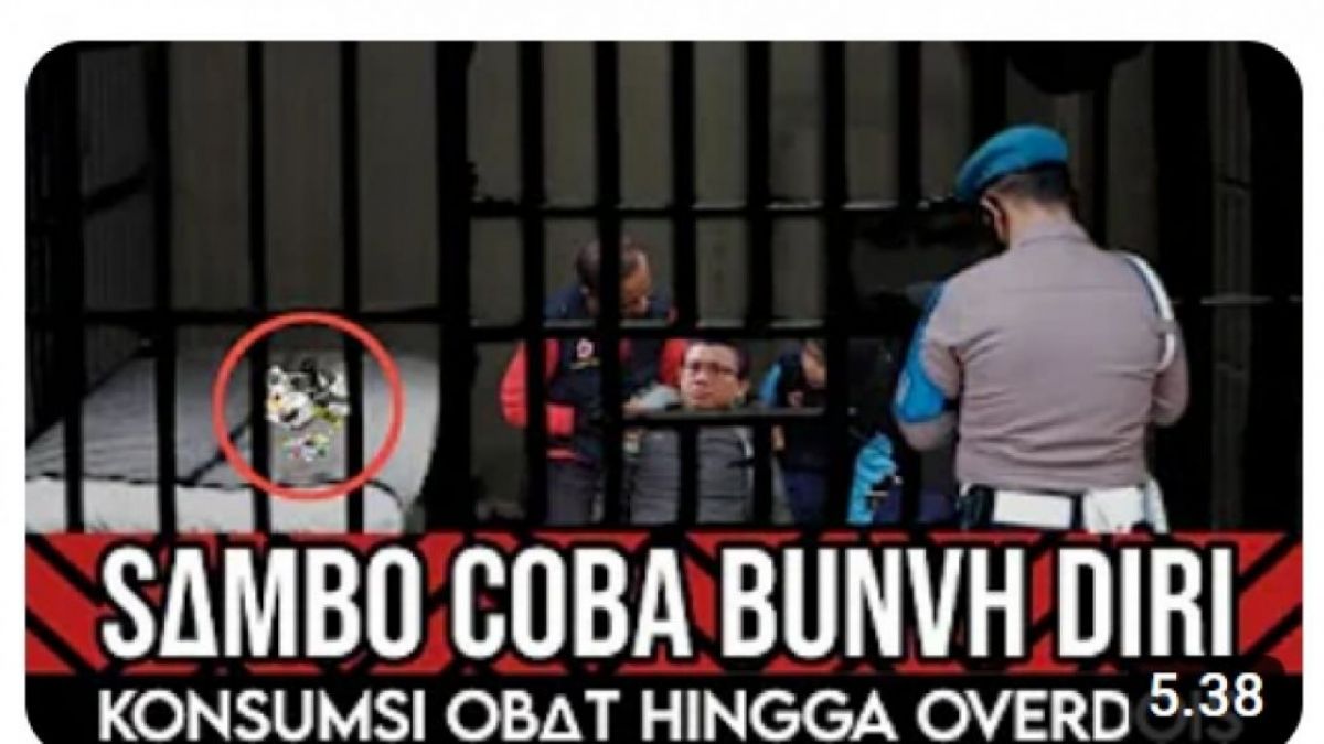 Tangkapan layar unggahan dengan klaim Ferdy Sambo lakukan percobaan bunuh diri (YouTube/Warta Informasi)