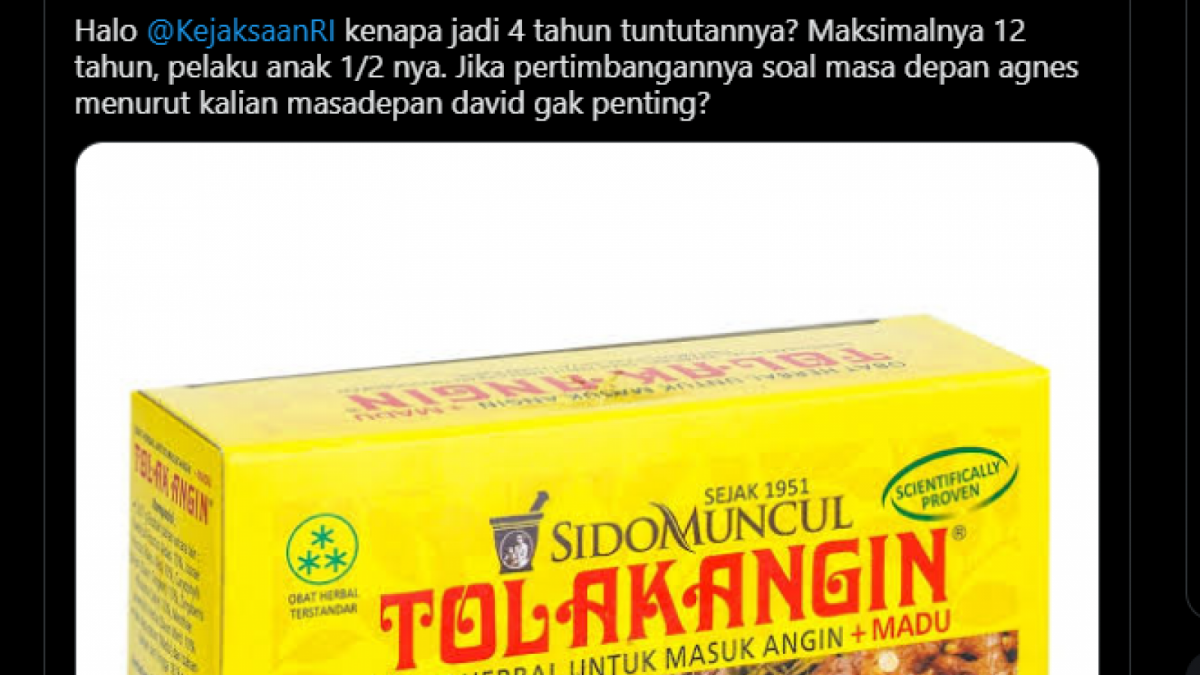 Unggahan ayah David Ozora menanggapi tuntutan ringan AG. (tangkapan layar/ist)