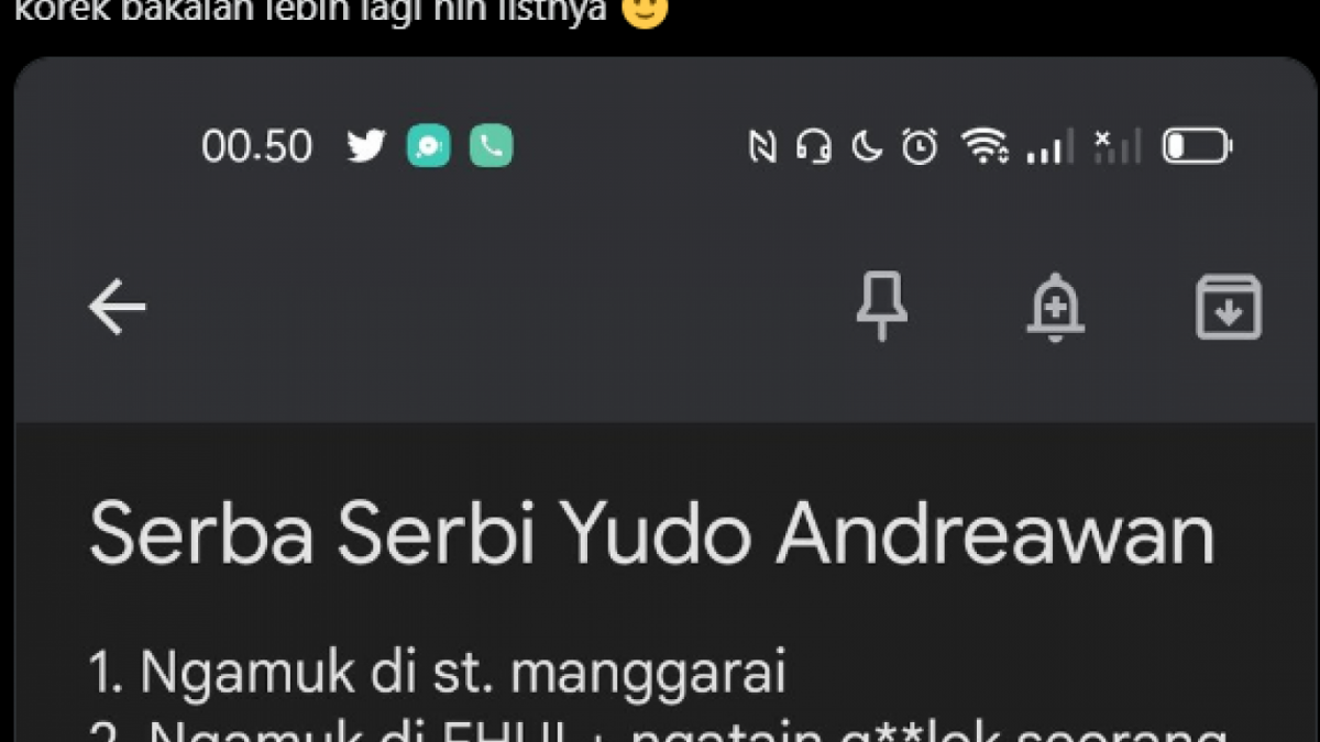 List dosa-dosa Yudo Andreawan versi warganet [Twitter.]
