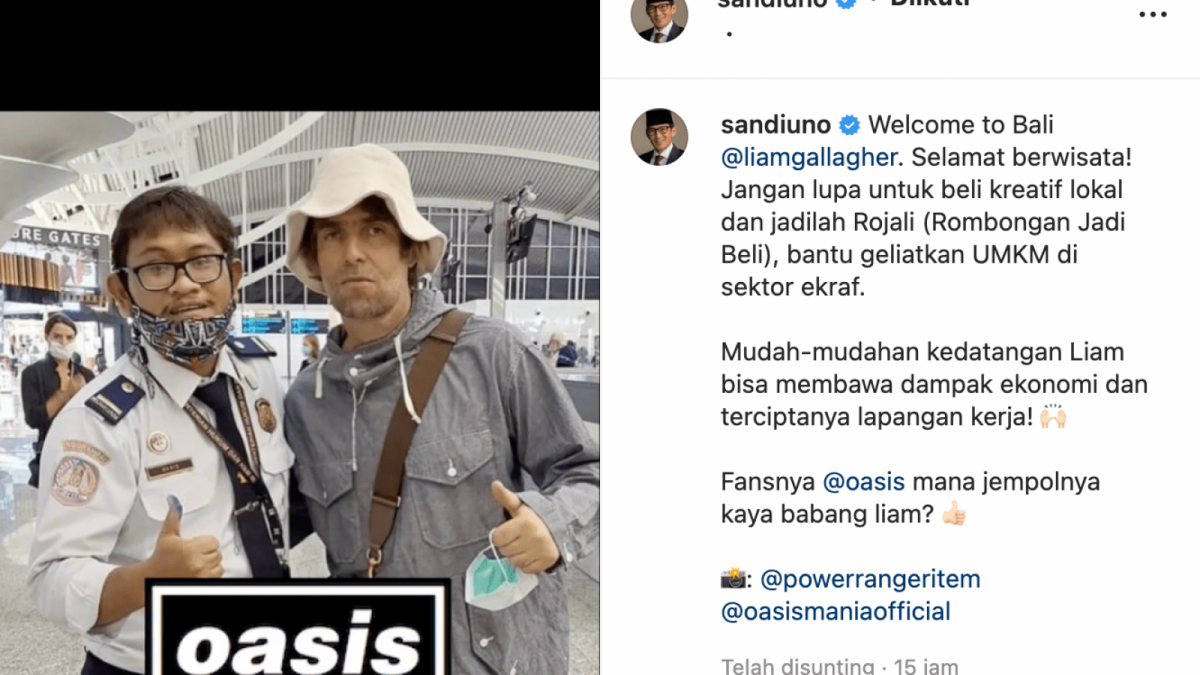 Liam Gallager disambut Sandiaga Uno