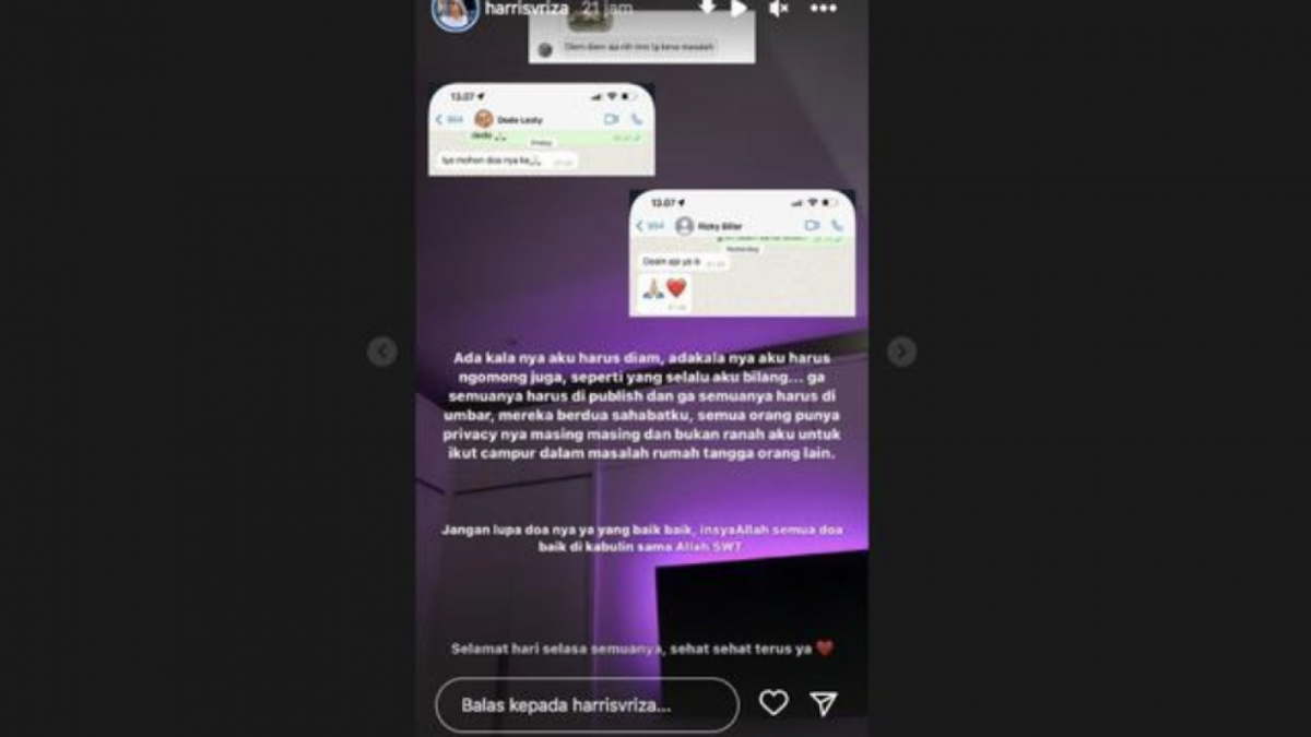 Isi chat whatsapp Rizky dan Lesti