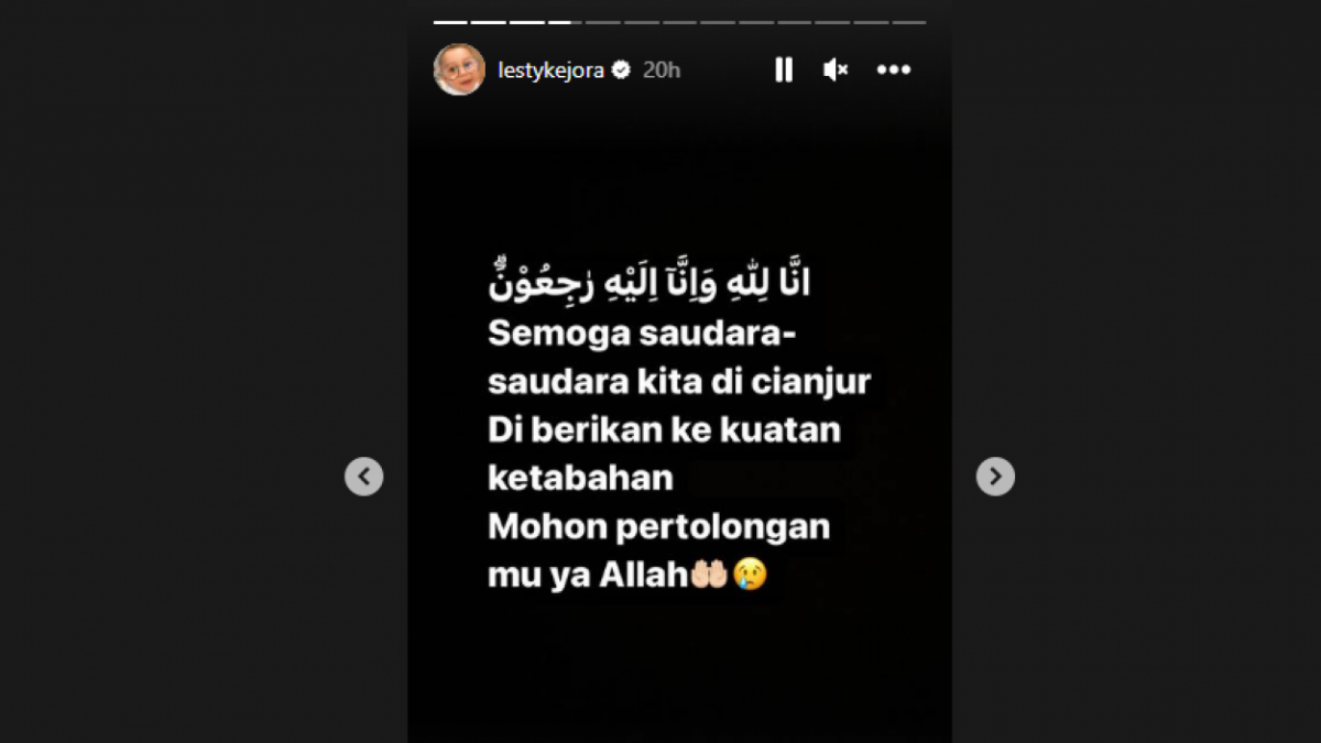 Ucapan Lesti untuk korban gempa [Instagram]