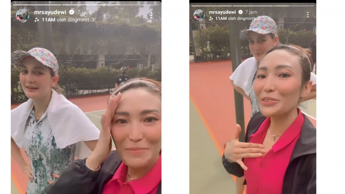 Ayu Dewi dan Luna bermain tenis [Instagram]