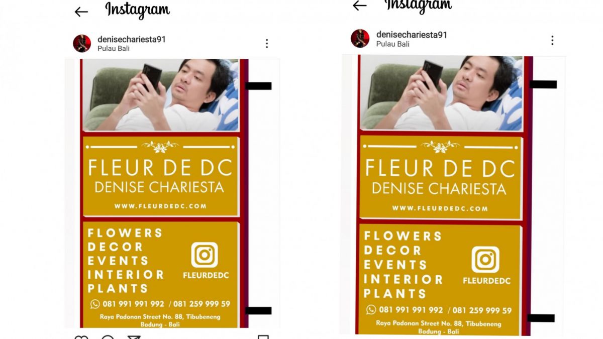 Denise pasang wajah Regi Datau [Instagram]