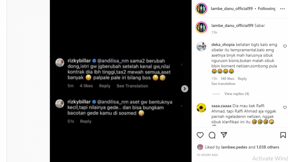 Komentar Billar [Instagram]