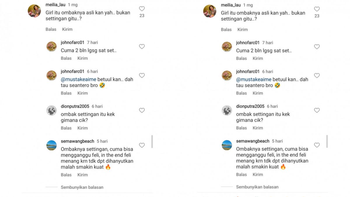 komentar ibunda Feli [Instagram]