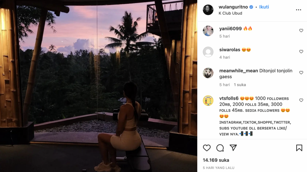 Wulan Guritno enjoying the sunset (Instagram)