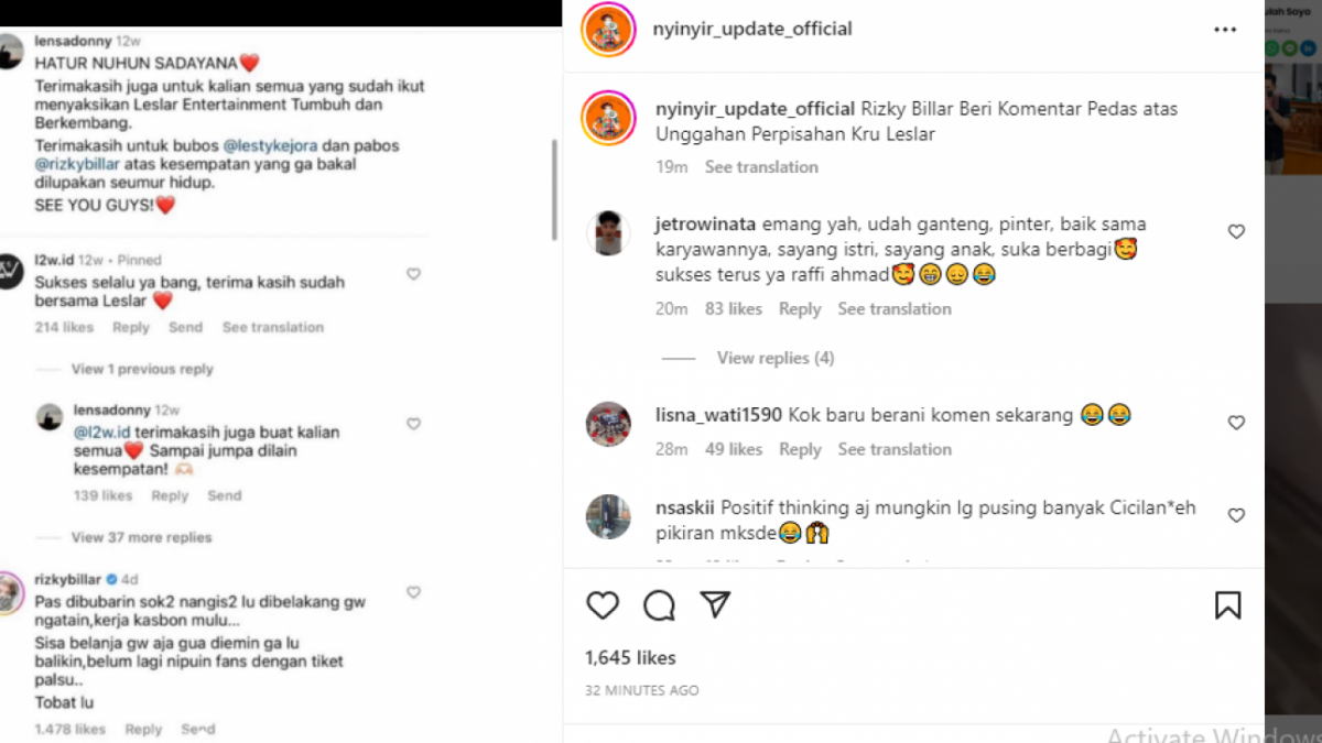 Komentar Billar [Instagram]