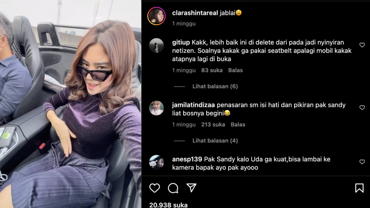 Clara Shinta nyanyi di mobil atap terbuka [Instagram]