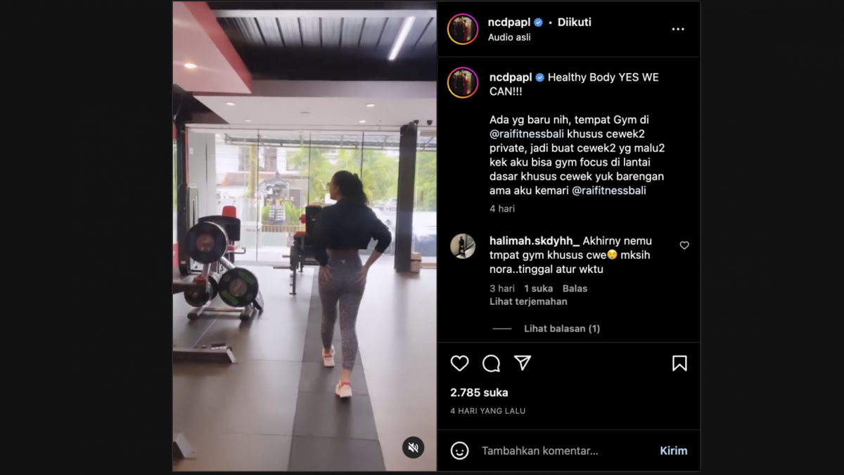 Nora Alexandra promosi tempat fitnes