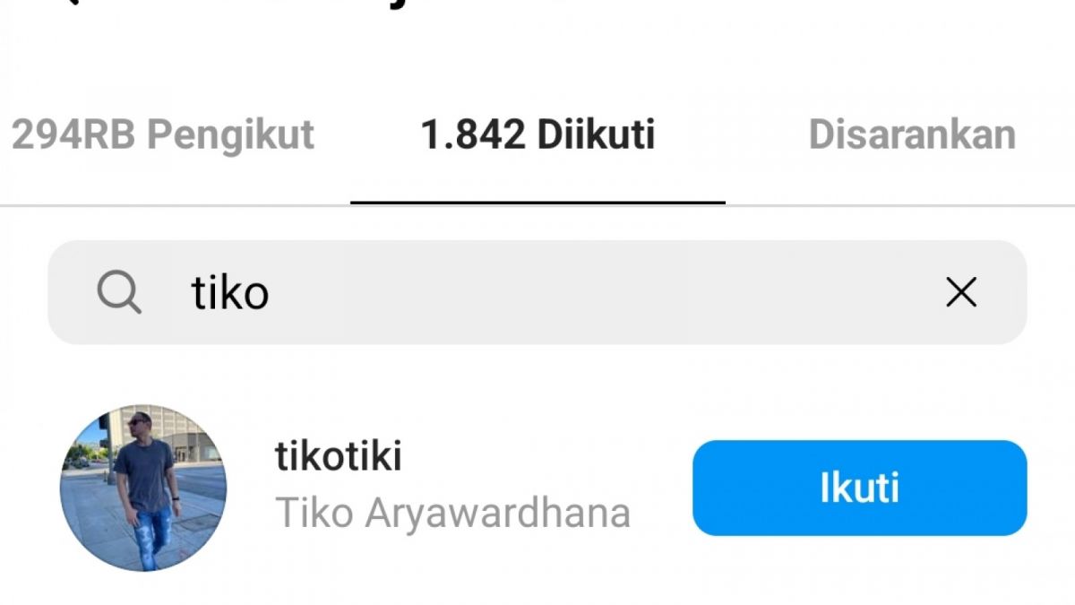 Adik Ashraf follow Tiko [Instagram]