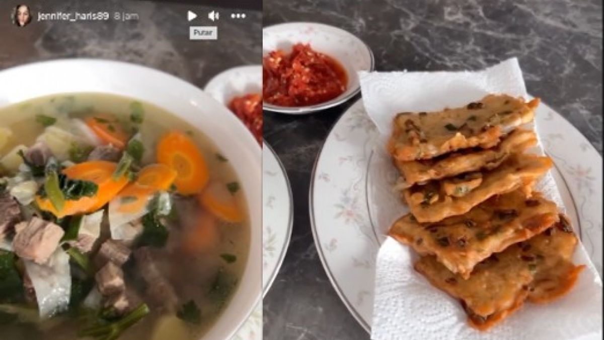 Sop daging dan tempe goreng tepung masakan Jennifer Dunn