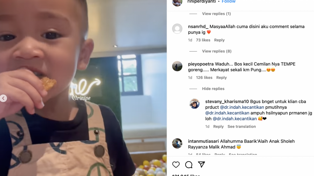 Rayyanza makan tempe