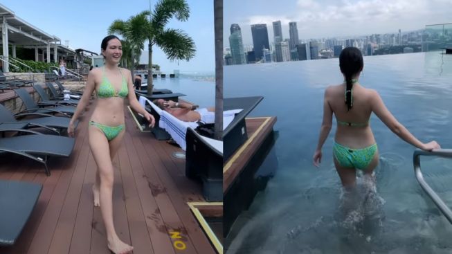 Shandy Aulia Cantik dengan Bikini Hijau Motif Smile, Warganet: Hot Banget!