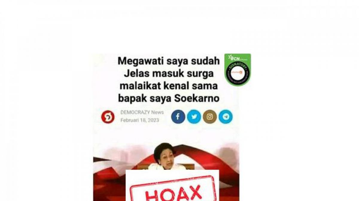 Konten cek fakta tentang potongan gambar pada laman berita tentang Megawati yang diduga hasil editan. [cek fakta liputan6]