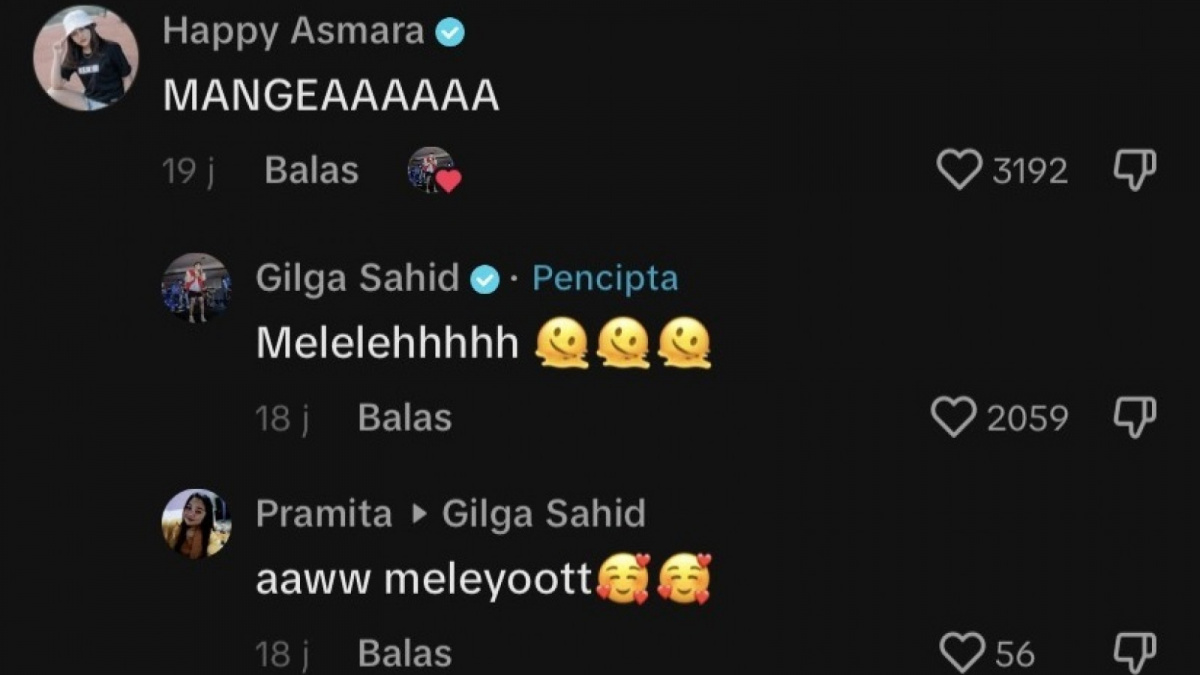 Happy Asmara dan Gilga Sahid saling balas pesan, bikin netizen salfok. [Tiktok @Gilga Sahid]
