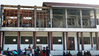 Sedih! Kehabisan Dana, Pembangunan Ruang Kelas SMP Plus Sukaraja Garut Terhenti