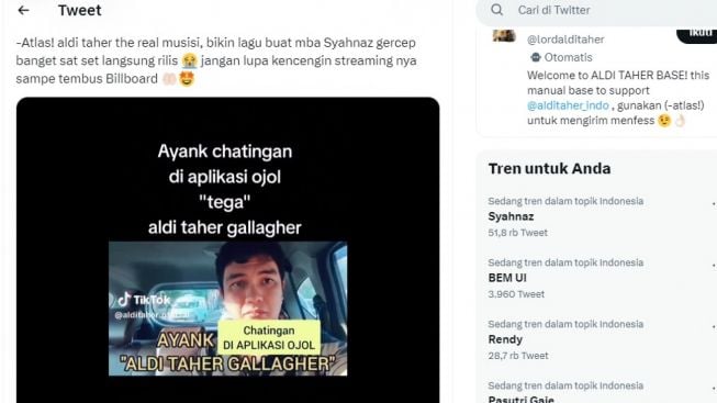 Syahnaz Sadiqah Terkena Skandal Perselingkuhan dengan Rendy Kjaernett, Aldi Taher Bikin Lagu