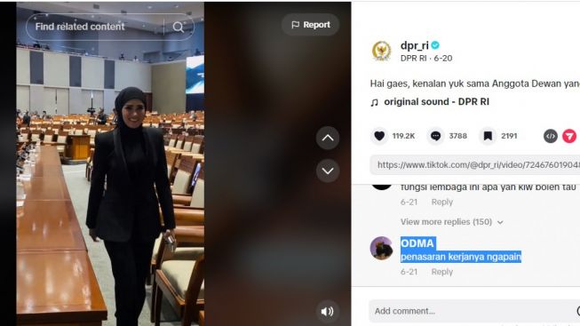 Akun Tiktok DPR RI Unggah Video Mulan Jameela, Warganet: Apa Pencapaiannya?