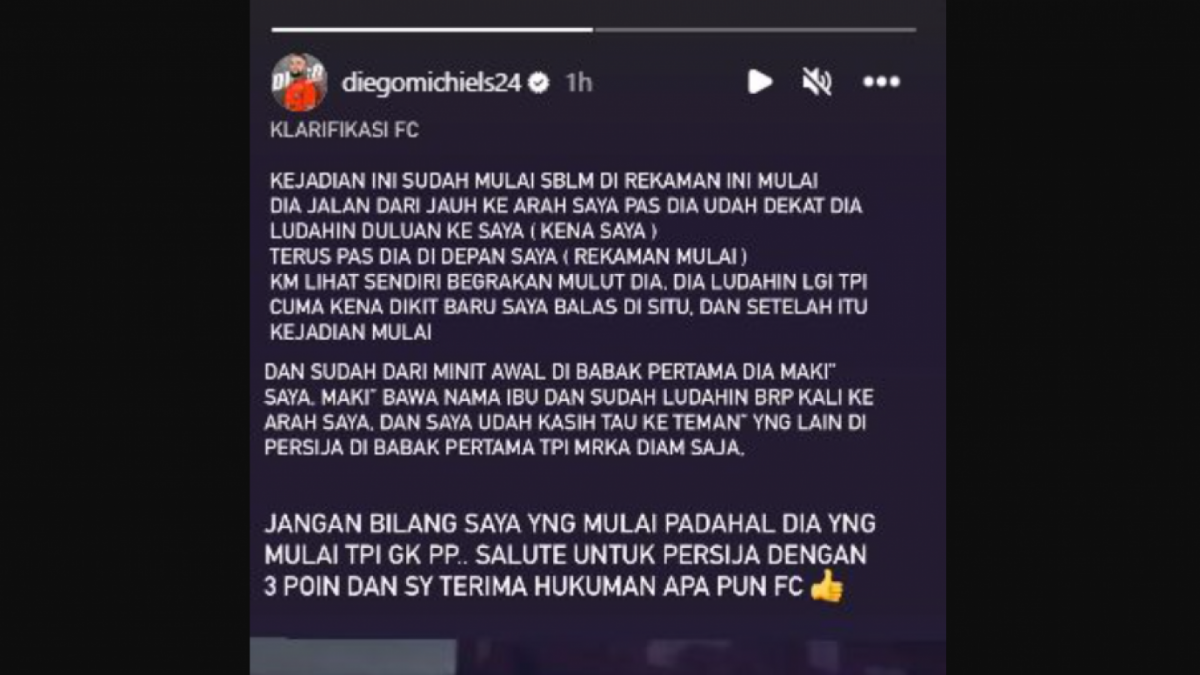 Unggahan Instastory Diego Michiels [@diegomichiels24]