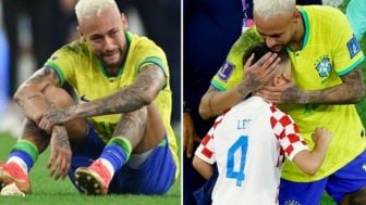 Momen Haru, Neymar dapat Pelukan Hangat dari Bocah Kecil Berjersey Kroasia Setelah Brasil Kalah