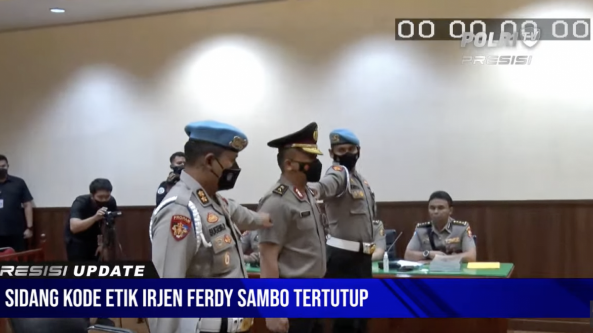 Suasana sidang kode etik Irjen Ferdy Sambo, Kamis (25/8/2022). [YouTube/Polri TV Radio]