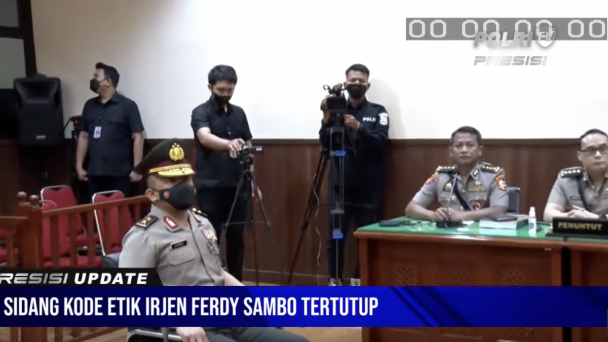 Suasana sidang kode etik Irjen Ferdy Sambo, Kamis (25/8/2022). [YouTube/Polri TV Radio]