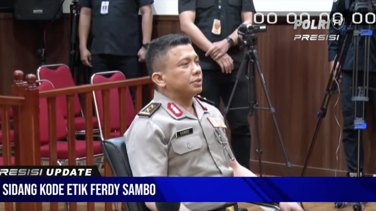 Suasana sidang kode etik Irjen Ferdy Sambo, Kamis (25/8/2022). [YouTube/Polri TV Radio]