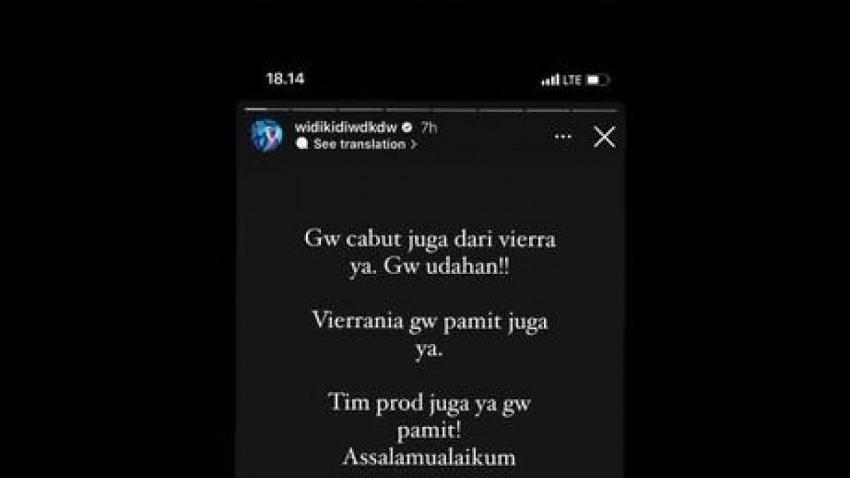 Unggahan Instagram Story Widdy Vierra