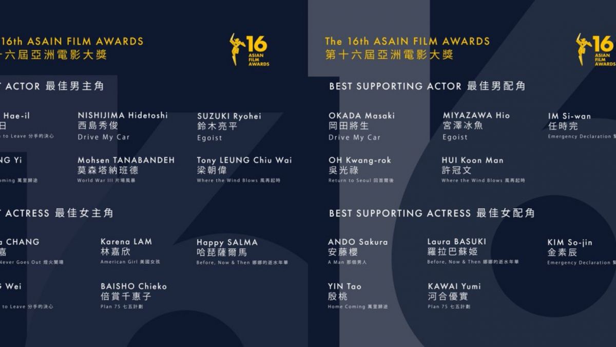 Daftar nominasi Asian Film Award ke-16. [Twitter/@AsianFilmAward]