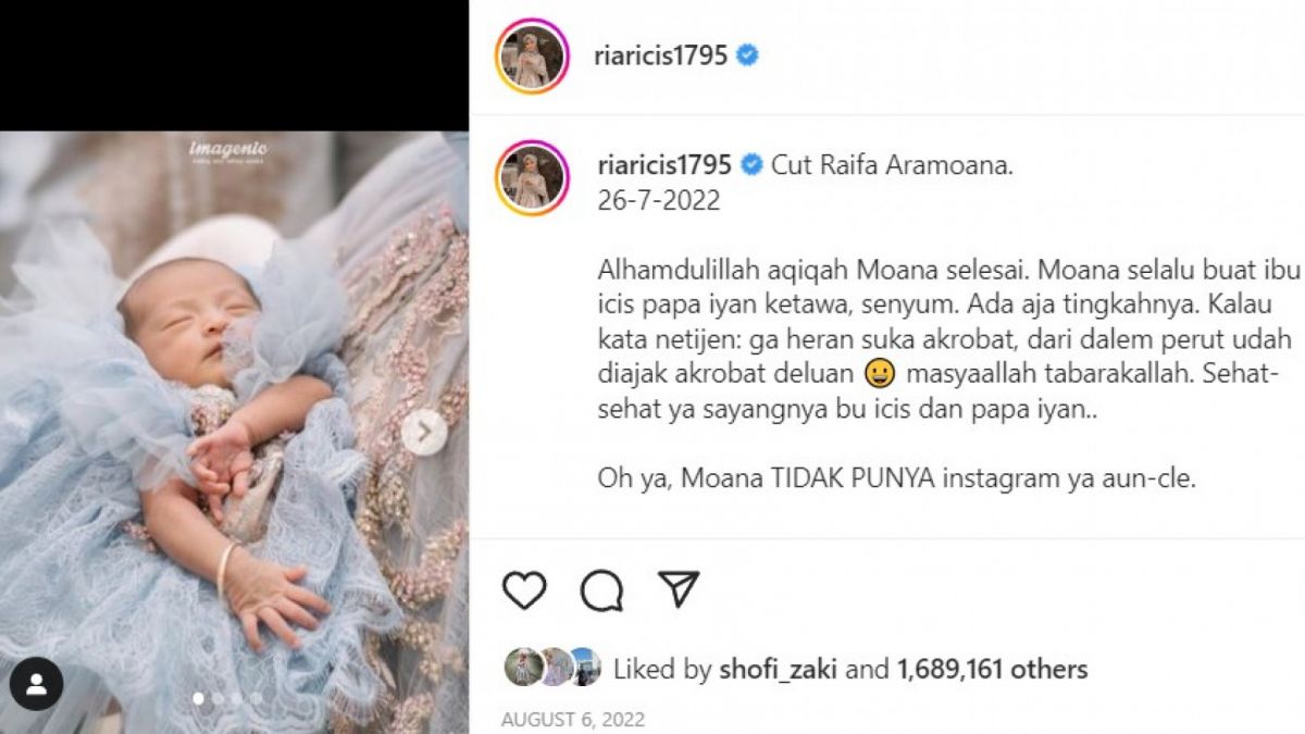 Momen aqiqah Moana anak Ria Ricis dan Teuku Ryan. [Instagram @riaricis1795]