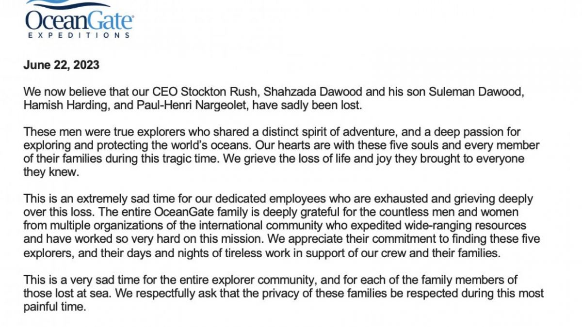 OceanGate release. [Twitter/@OceanGateExped]