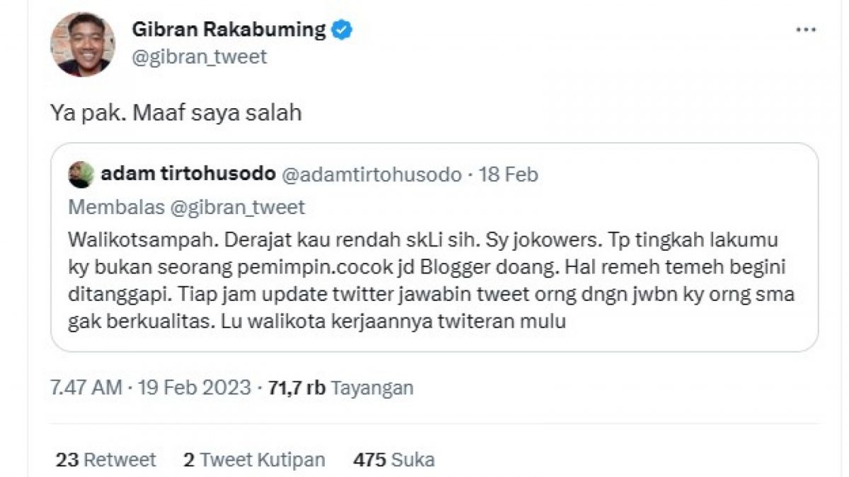 Hujat netizen ke Gibran [[Twitter]]