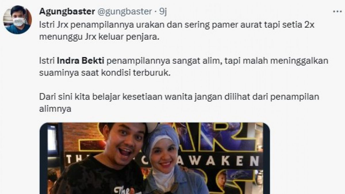 Cuitan netizen saat membandingkan istri Indra Bekti dengan istri Jerinx [Twitter]