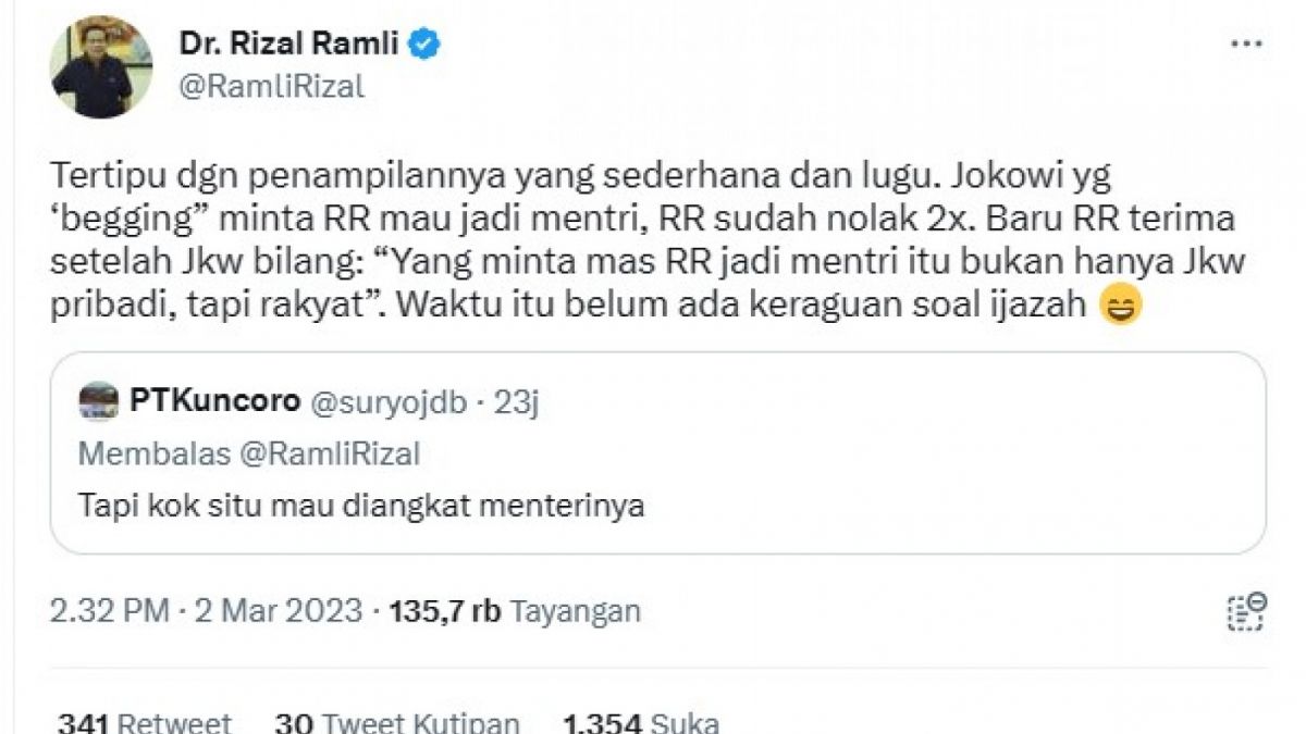 Cuitan Rizal Ramli [Twitter]