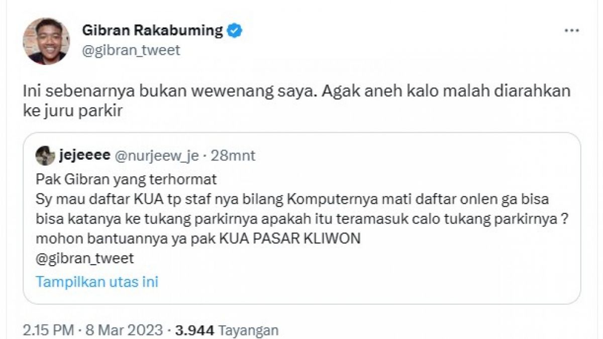 Cuitan Gibran Rakabuming Raka [Twitter]