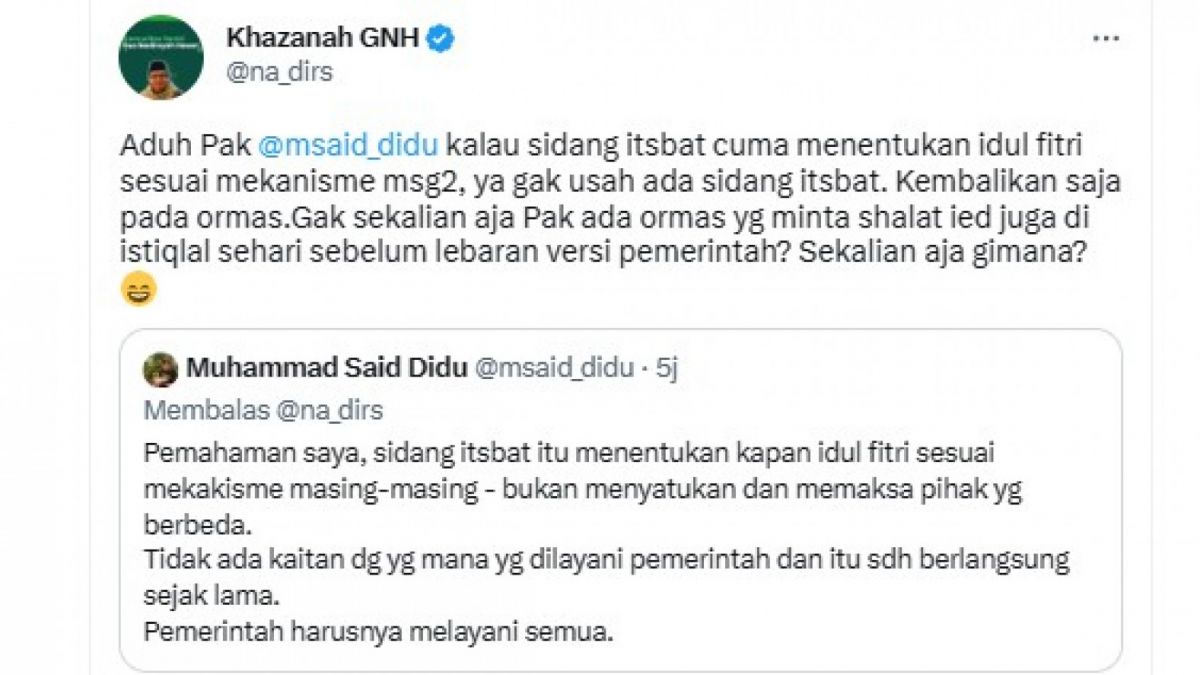 Cuitan Gus Nadir dan Said Didu [[Twitter]]