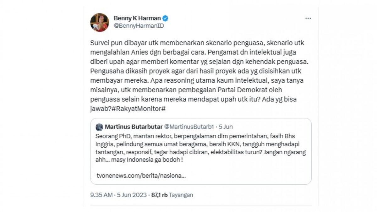 Cuitan Benny K Harman [[Twitter]]