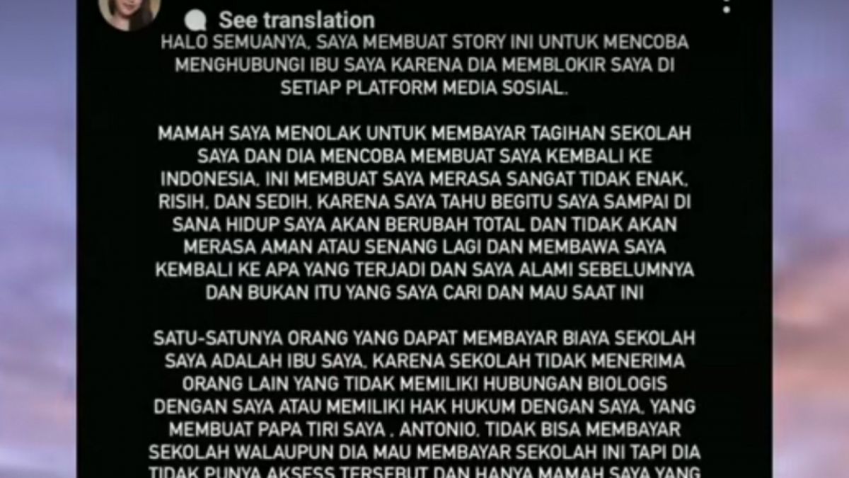 Lolly Ungkap Antonio Dedola Tak Bisa Biayai Sekolahnya [[Instagram/@laurabd1]]