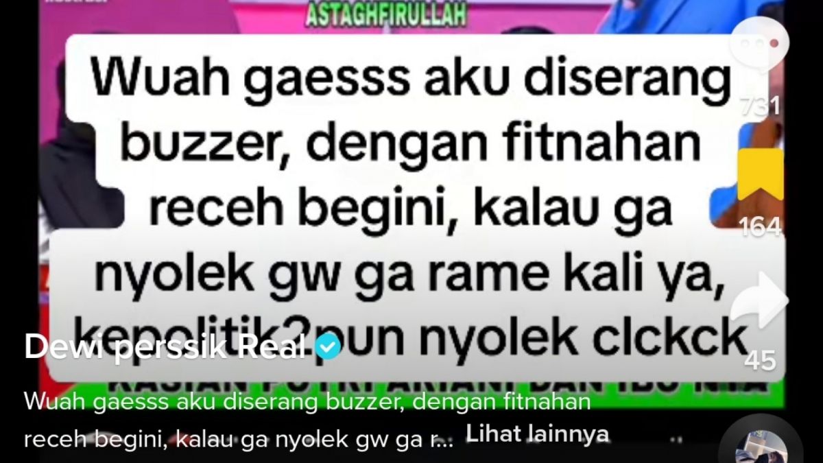 Dewi Perssik Diserang Buzzer karena Senggol Putri Ariani [[TikTok/@dewiperssikreal]]