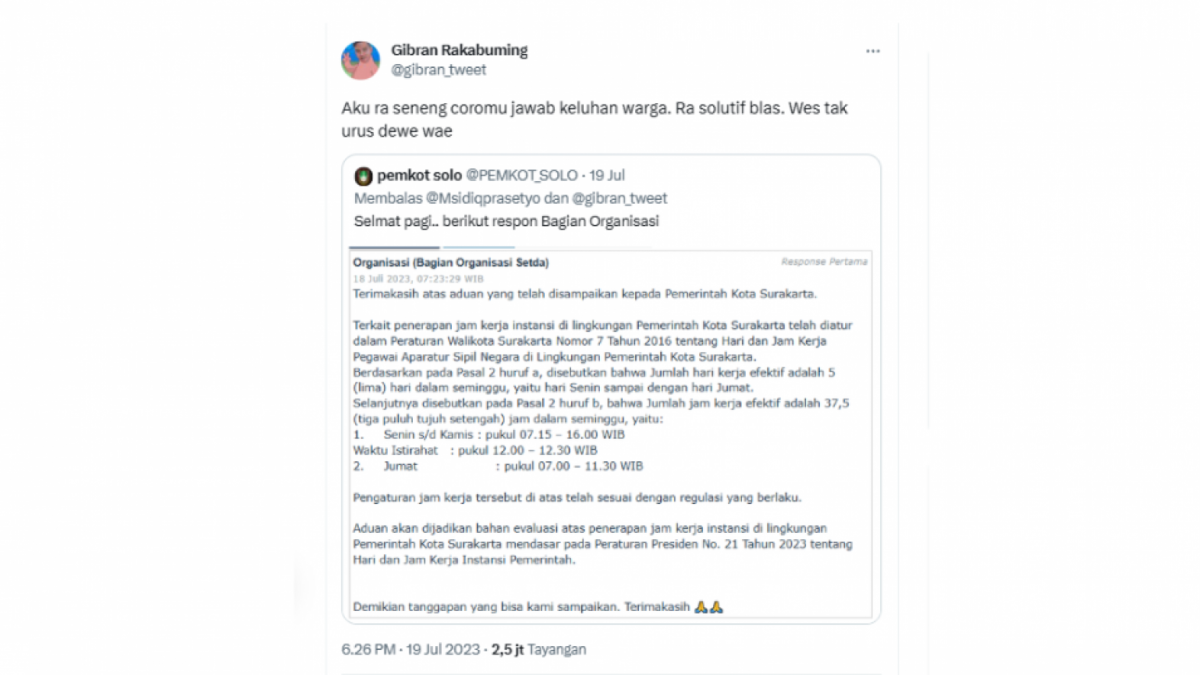 Cuitan Gibran Rakabuming Raka [[Twitter]]