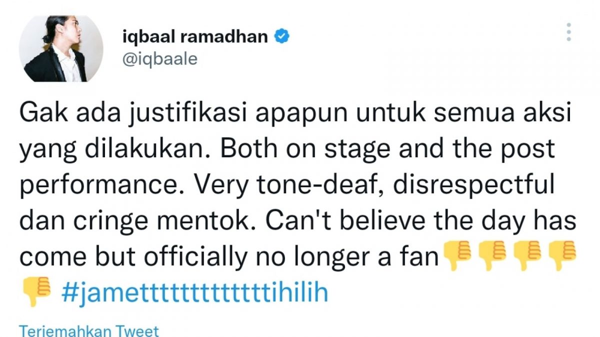 Iqbal Ramadhan Memutuskan Pensiun Jadi Fans The 1975 [[Twitter/@iqbaale]]