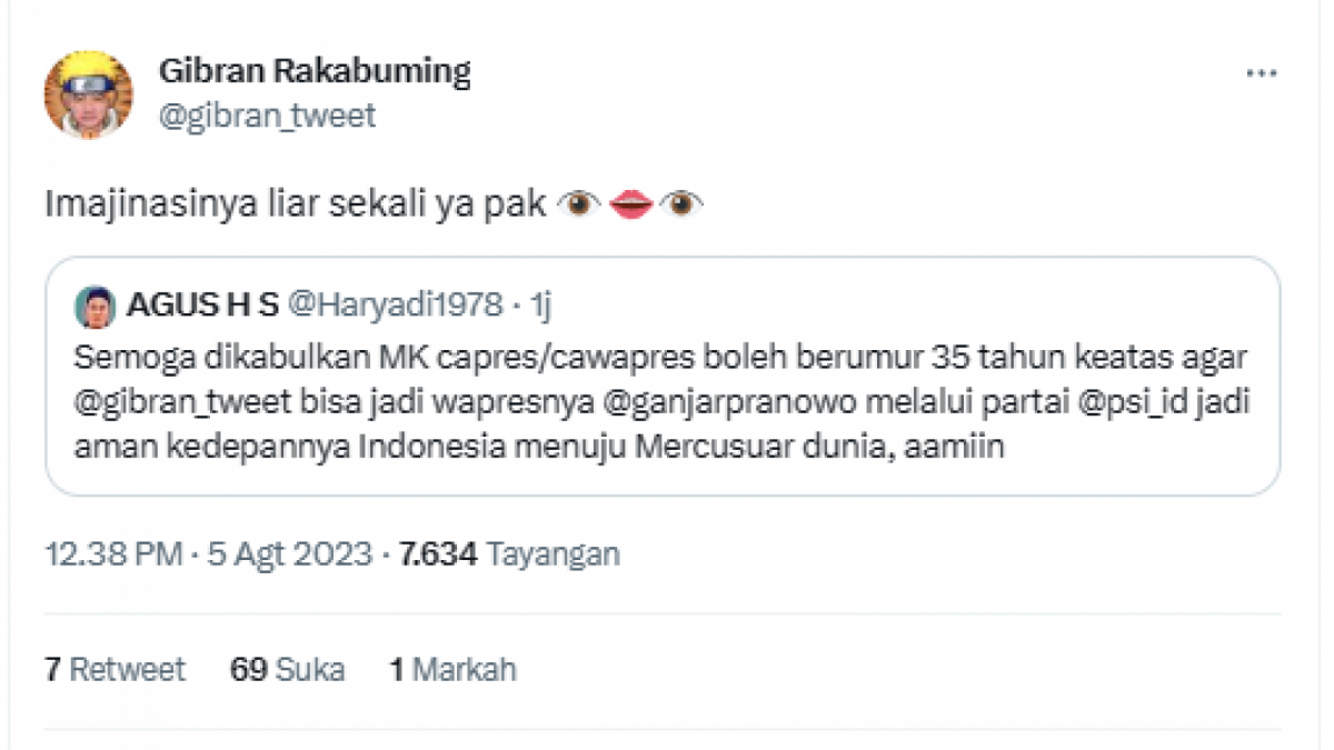 Cuitan Gibran Rakabuming Raka [[Twitter]]