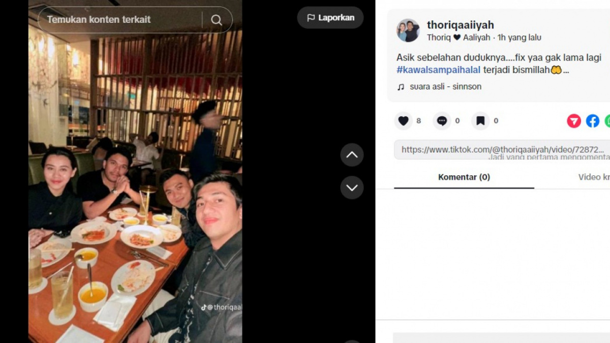 Thariq Halilintar dan Aaliyah Massaid. [TikTok/thoriqaaliyah]