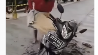 Viral Pria Terobos Jalan Cor-coran Basah, Warganet: Jangan Dibantu, Biar Menikmati Kesongongannya