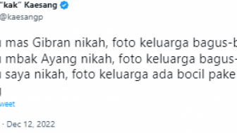Iri dengan Foto Pernikahan Kedua Kakaknya, Kaesang: Waktu Saya Nikah Ada Bocil Pake Kutang Doang