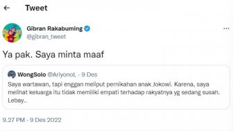 Ngaku Wartawan dan Menyebut Pernikahan Anak Jokowi Lebay, Gibran Beri Jawaban Cerdas