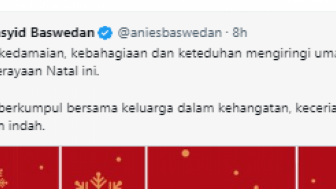 Anies Baswedan Tipis-tipis Beri Ucapan untuk Umat Kristiani yang Rayakan Natal, Netizen: Ga Berani Ucap Selamat ya