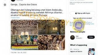 CEK FAKTA: Gereja Capela dos Ossos di Portugal Dibangun dari Tulang Umat Islam Andalusia