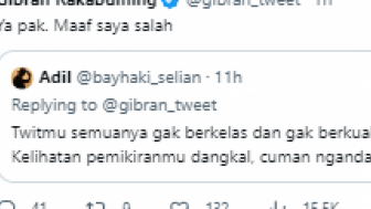 Kualitas Tweetnya Disebut Dangkal hingga Seperti Anak SD, Gibran Rakabuming Raka: Ya Pak, Maaf Saya Salah